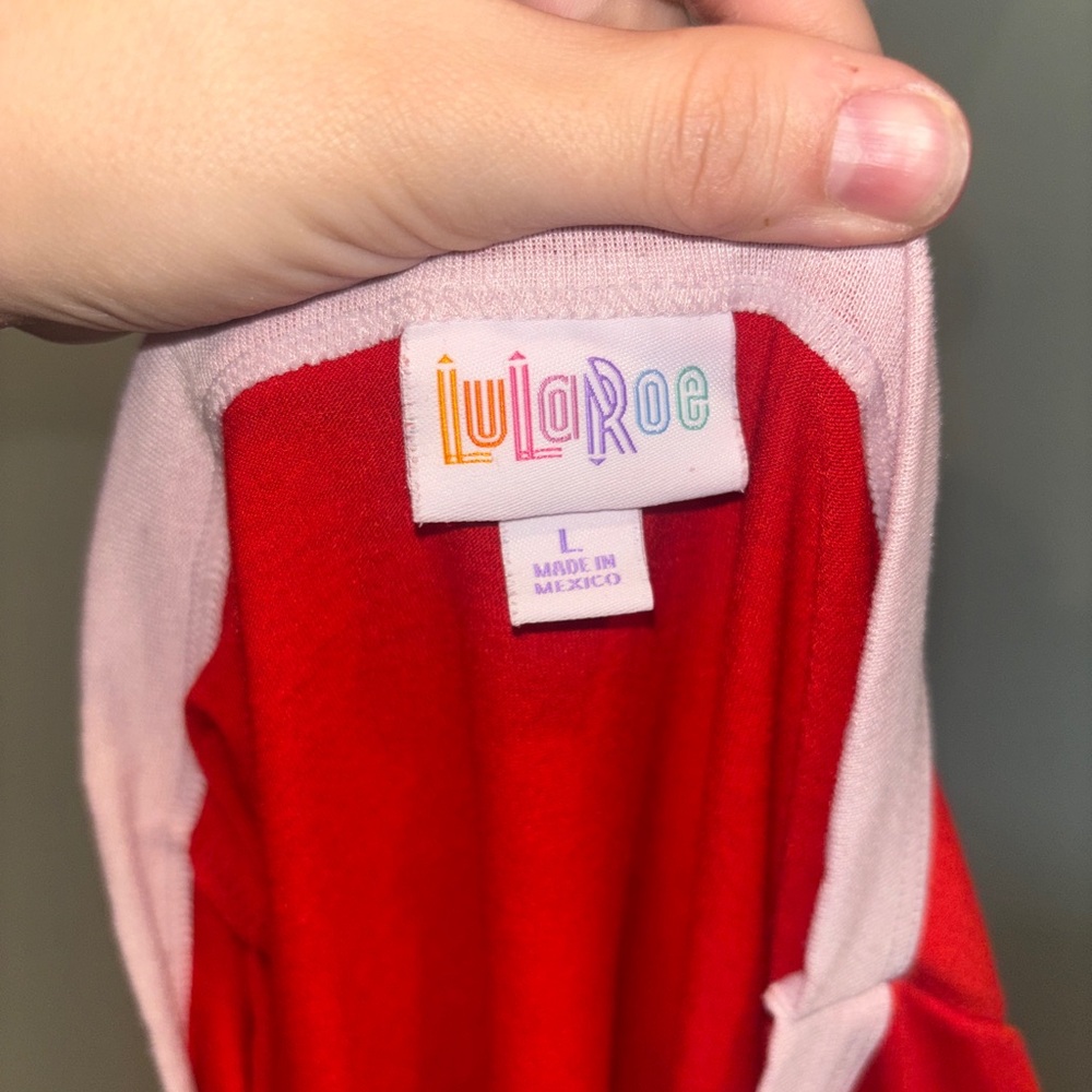 LulaRoe Red & Pink Short Sleeve “Kind People” Slogan T-Shirt - L - Picture 5 of 6